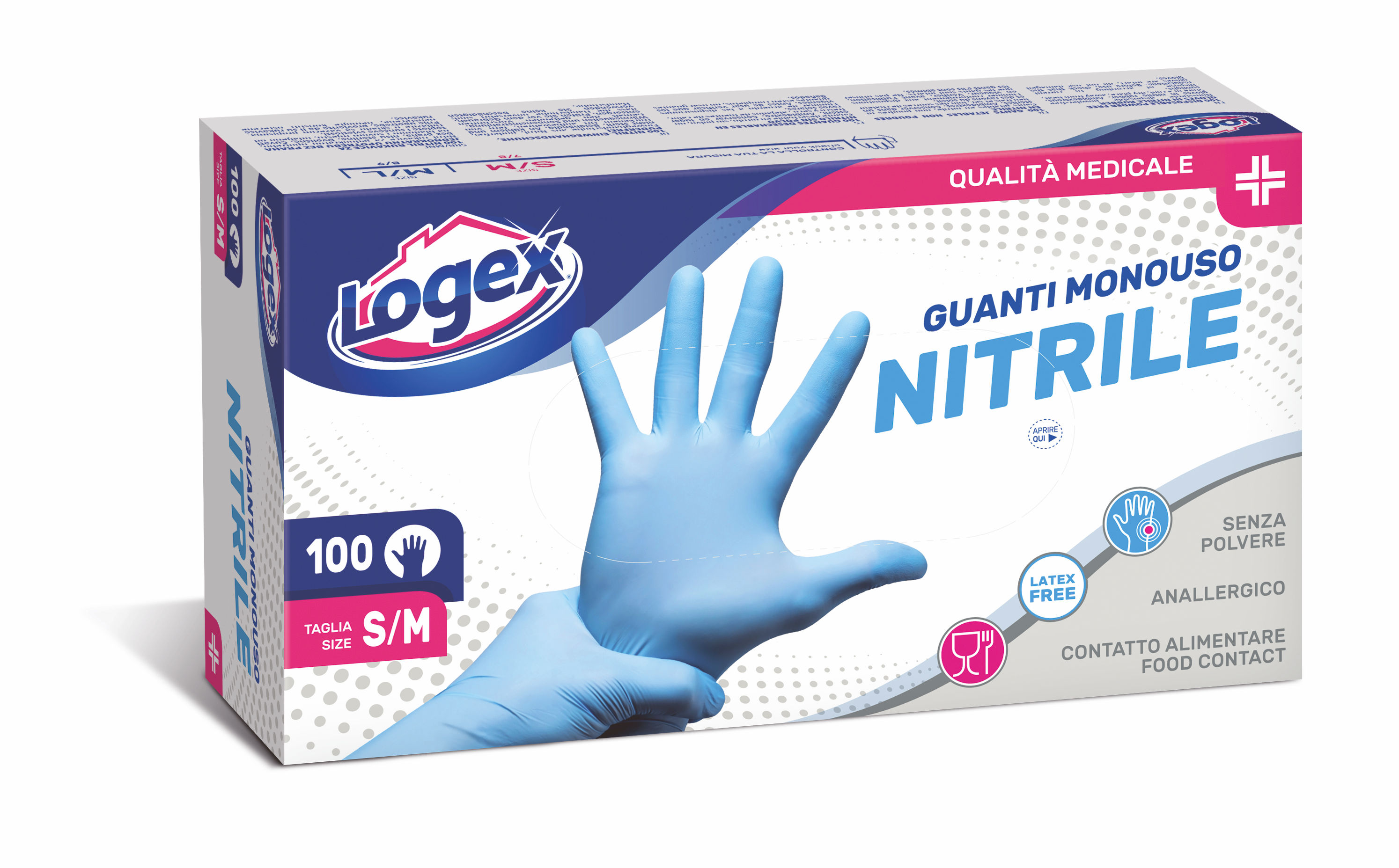 Guanti in Nitrile Taglia M 1 Cartone da 10 Confezioni da 100 pezzi