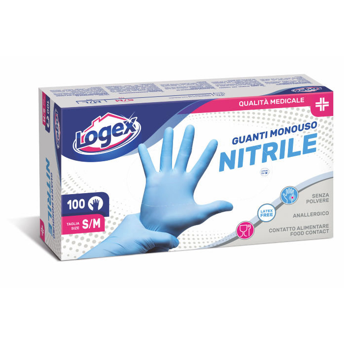 Guanti Nitrile Blu Professionali Tg. L Confezione 100